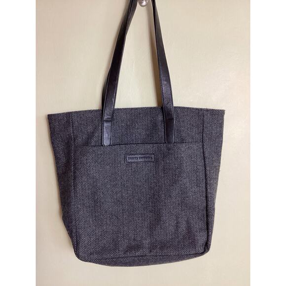 Brooks Brothers Women Purse Herringbone Wool and leather Tote Top handle EUC - Picture 4 of 11